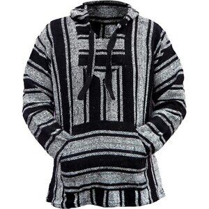 Mexican Baja Hoodie Hippie Surf Poncho Sweater Sweatshirt Pullover Jerga